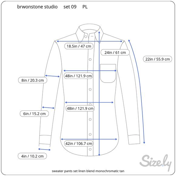 sweater pants set linen blend monochromatic tan - Picture 4 of 16